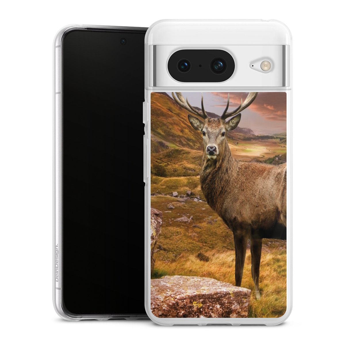 Google Pixel 8 Handy Silikon Hülle Case transparent Handyhülle Meadow Mountain Deer Silikon Case