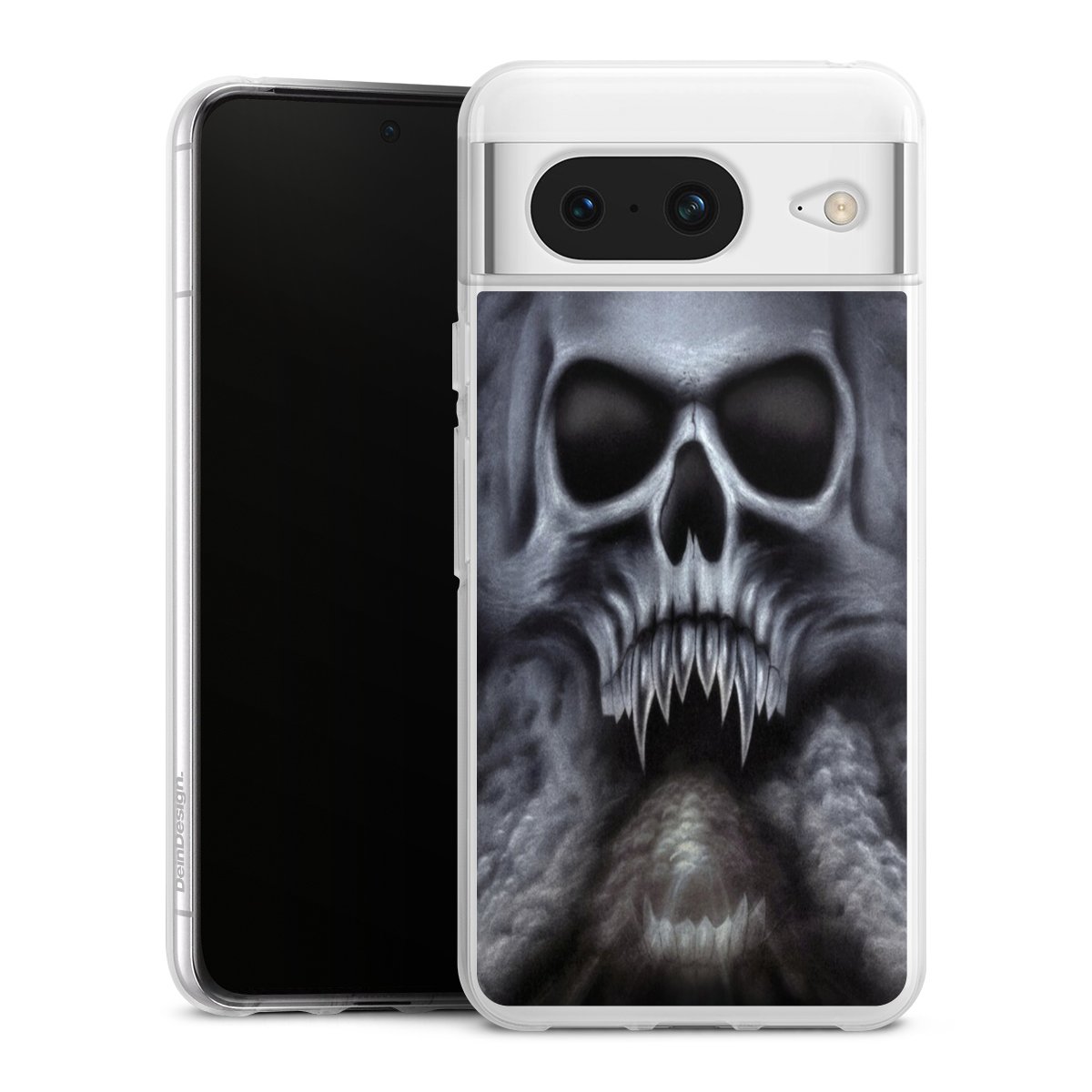 Google Pixel 8 Handy Silikon Hülle Case transparent Handyhülle Totenkopf Skull Silikon Case