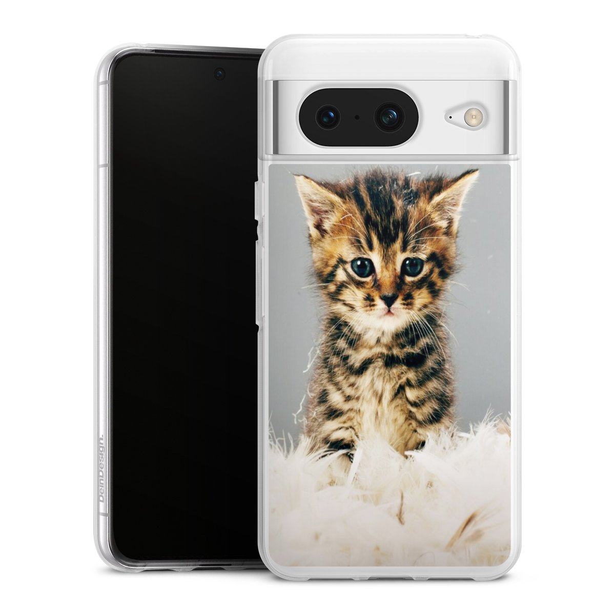 Google Pixel 8 Handy Silikon Hülle Case transparent Handyhülle Cat Feather Pet Silikon Case