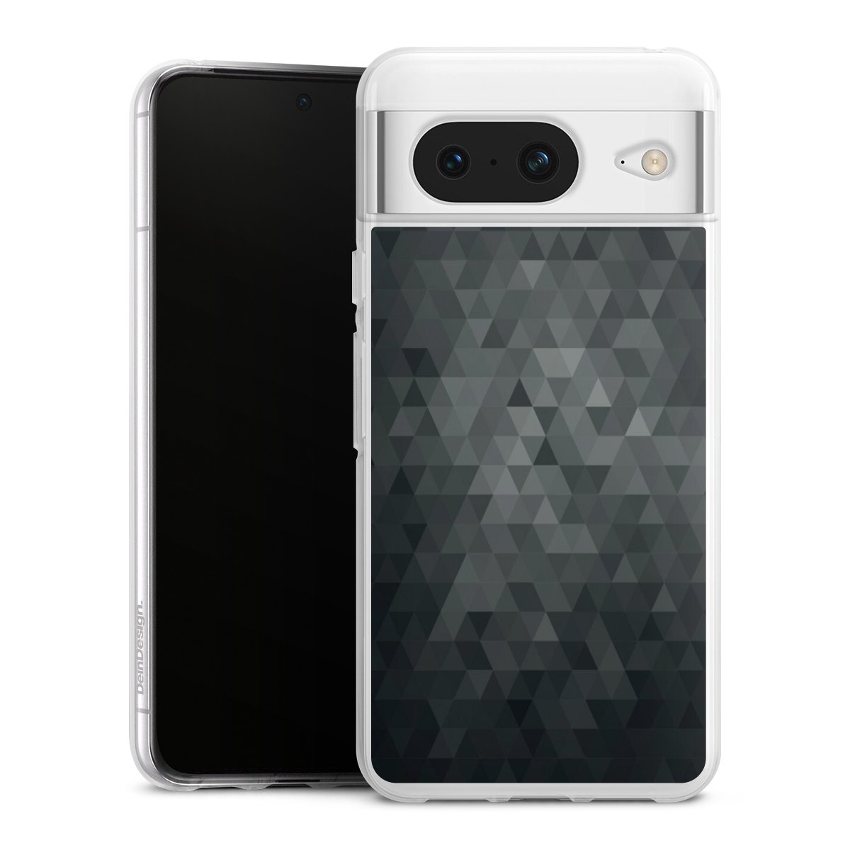 Google Pixel 8 Handy Silikon Hülle Case transparent Handyhülle Black Triangle Muster Silikon Case