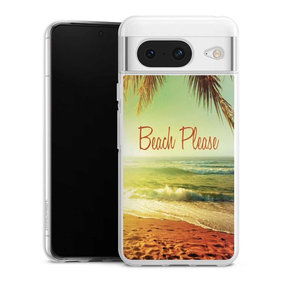 Google Pixel 8 Handy Silikon Hülle Case transparent Handyhülle Beach Urlaub Palm Tree Silikon Case