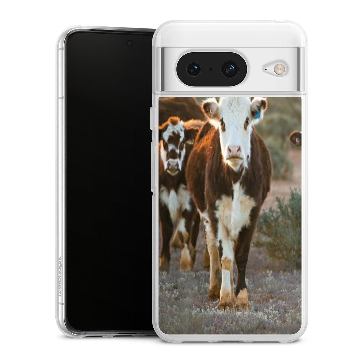 Google Pixel 8 Handy Silikon Hülle Case transparent Handyhülle Cow Farmer Calf Silikon Case