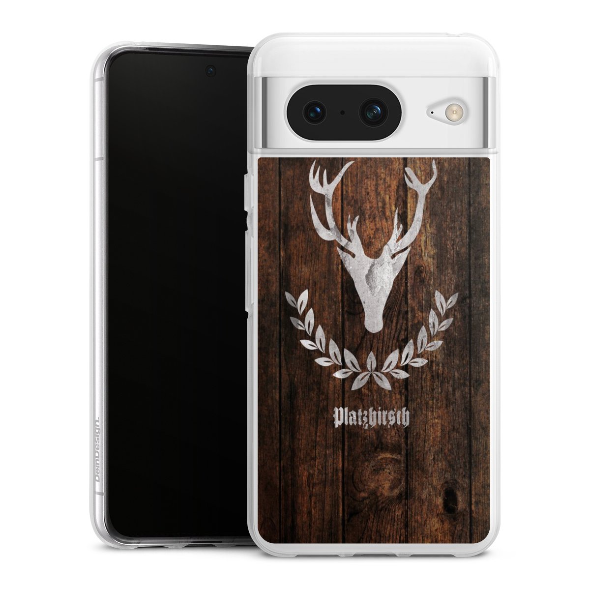 Google Pixel 8 Handy Silikon Hülle Case transparent Handyhülle Deer Wood Wooden Look Silikon Case