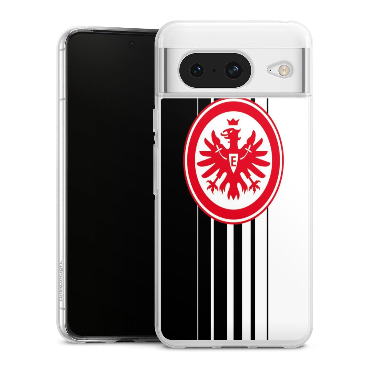 Google Pixel 8 Handy Silikon Hülle Case transparent Handyhülle Stripes Eintracht Frankfurt Official Licensed Product Silikon Case