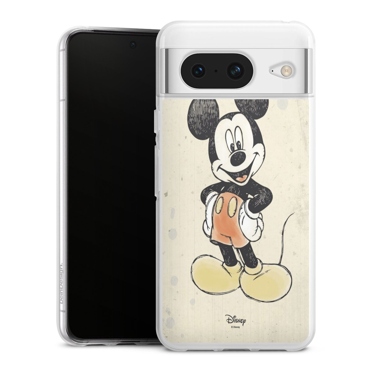 Google Pixel 8 Handy Silikon Hülle Case transparent Handyhülle Water Colour Mickey & Minnie Mouse Official Licensed Product Silikon Case