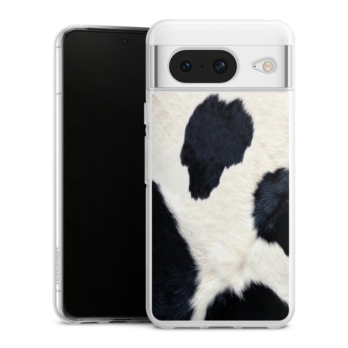 Google Pixel 8 Handy Silikon Hülle Case transparent Handyhülle Animal Look Animal Print Cow Skin Silikon Case