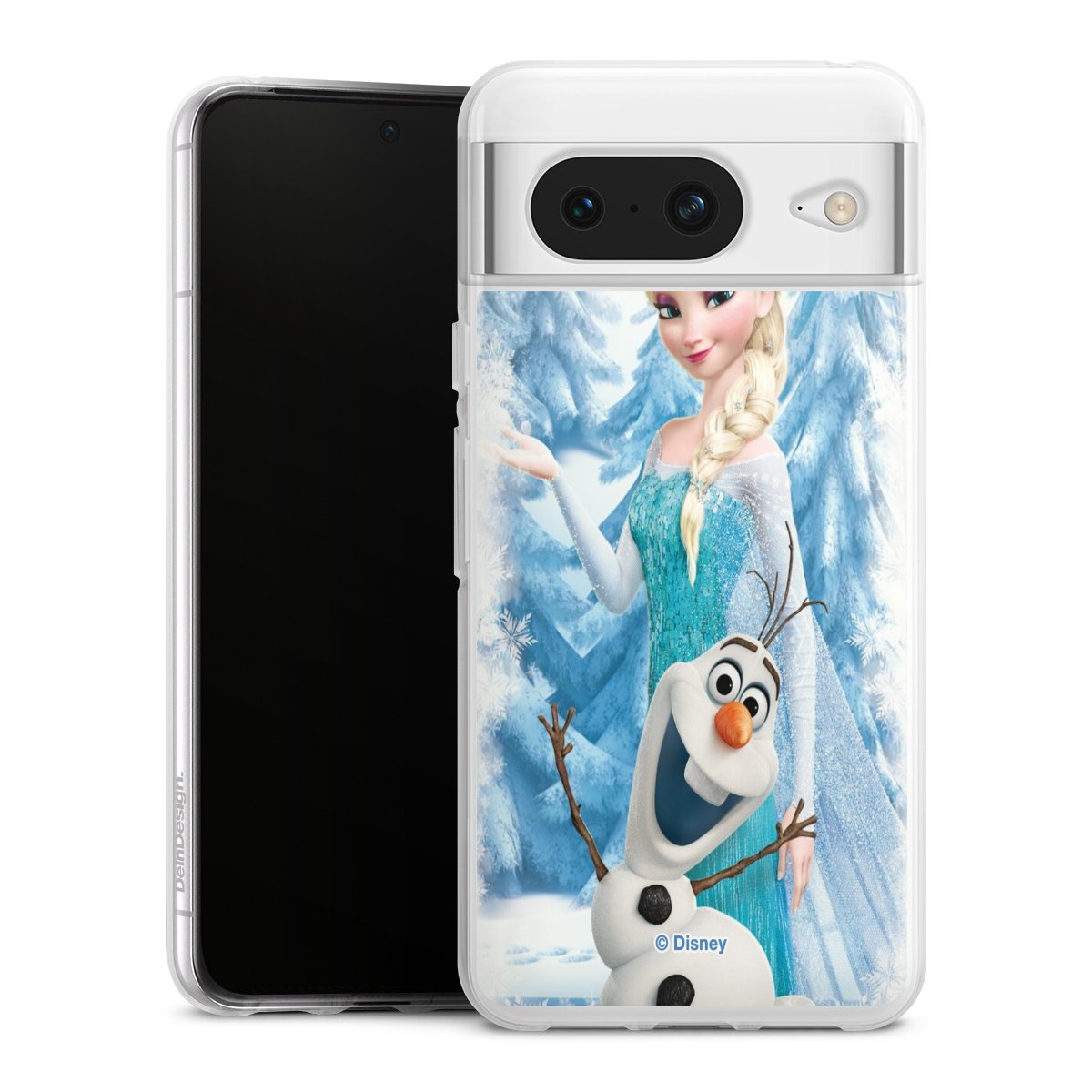 Google Pixel 8 Handy Silikon Hülle Case transparent Handyhülle Official Licensed Product Frozen Elsa Disney Silikon Case