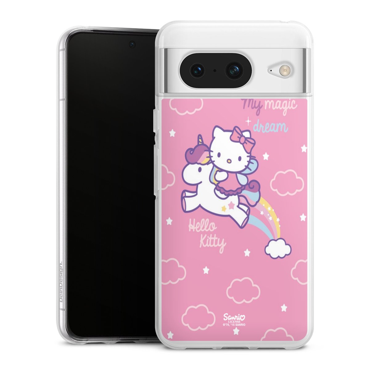 Google Pixel 8 Handy Silikon Hülle Case transparent Handyhülle Einhorn Official Licensed Product Hello Kitty Silikon Case