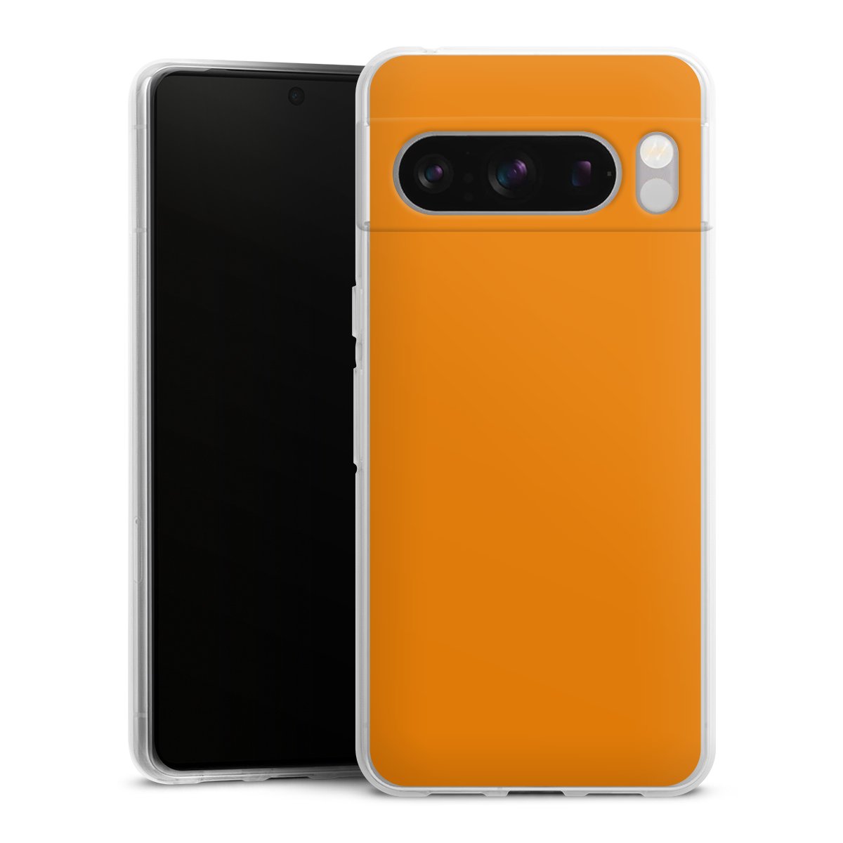 Google Pixel 8 Pro Handy Silikon Hülle Case transparent Handyhülle Unicoloured Colour Orange Silikon Case