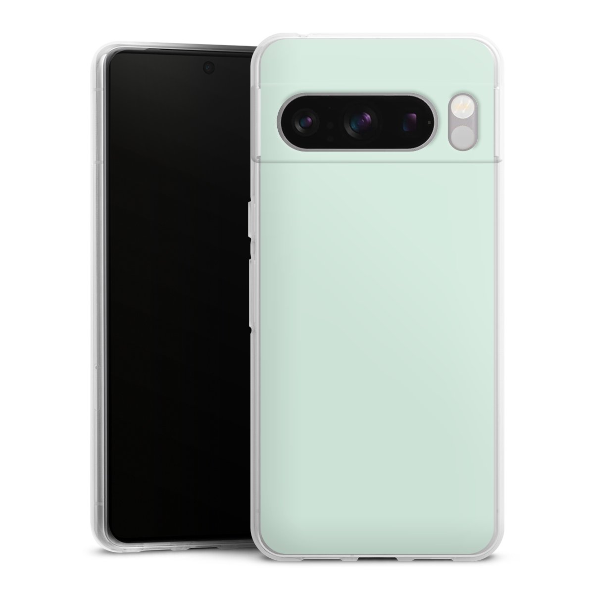 Google Pixel 8 Pro Handy Silikon Hülle Case transparent Handyhülle Green Unicoloured Mint Silikon Case