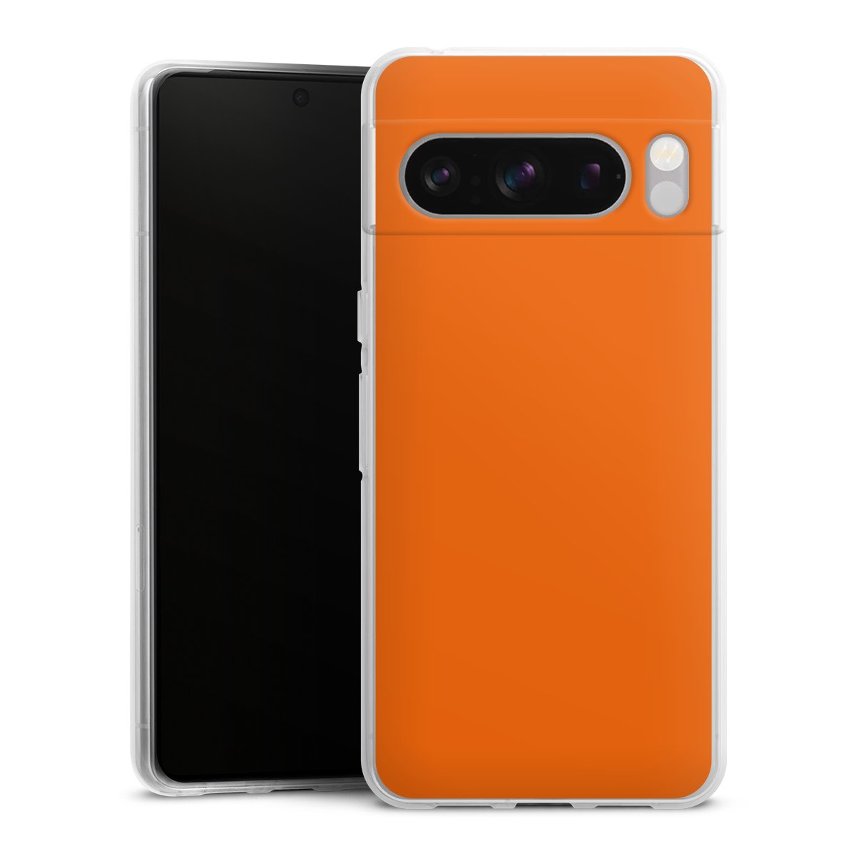 Google Pixel 8 Pro Handy Silikon Hülle Case transparent Handyhülle Orange Colour Unicoloured Silikon Case