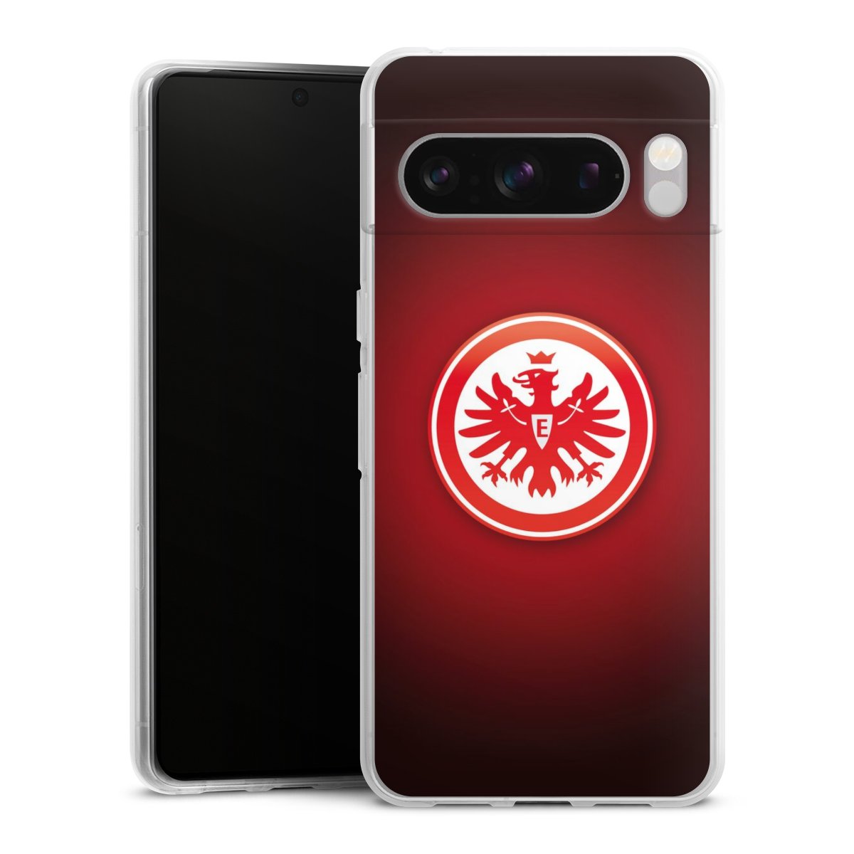 Google Pixel 8 Pro Handy Silikon Hülle Case transparent Handyhülle Eintracht Frankfurt Official Licensed Product Coat Of Arms Silikon Case