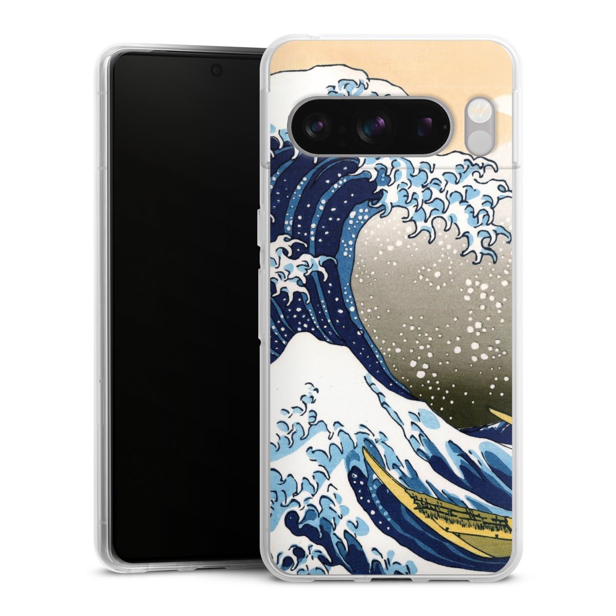 Google Pixel 8 Pro Handy Silikon Hülle Case transparent Handyhülle Kunst Katsushika Hokusai Die Große Welle Vor Kanagawa Silikon Case