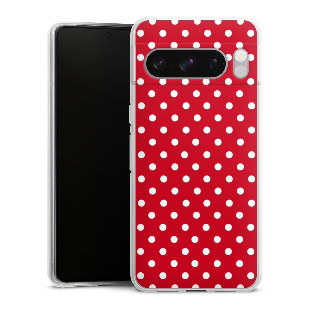 Google Pixel 8 Pro Handy Silikon Hülle Case transparent Handyhülle Points Polka Dots Retro Silikon Case