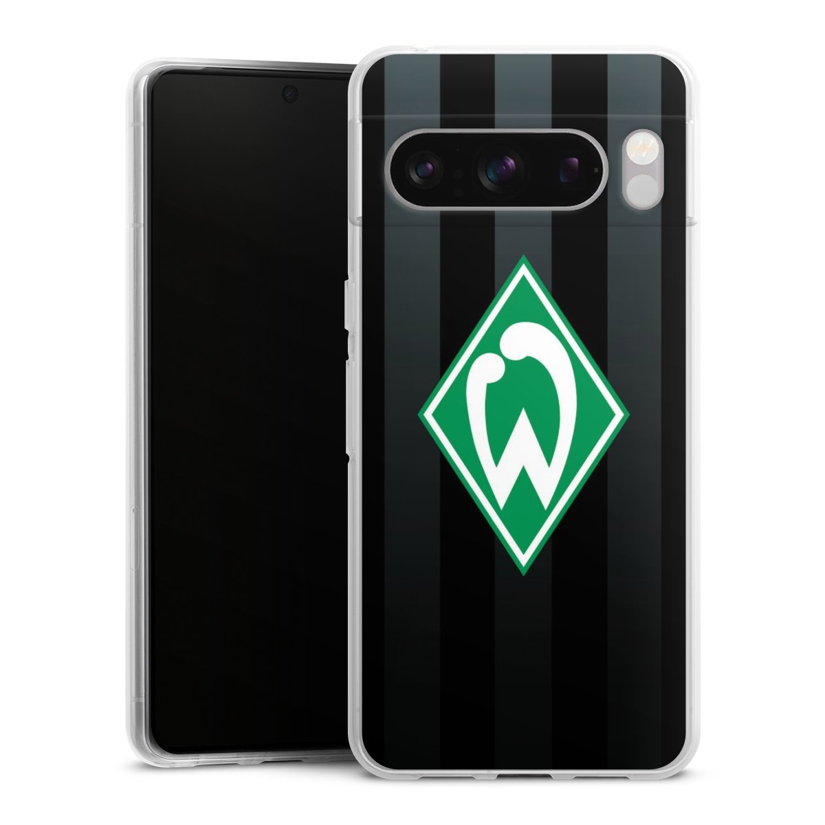 Google Pixel 8 Pro Handy Silikon Hülle Case transparent Handyhülle Stripes Sv Werder Bremen Official Licensed Product Silikon Case