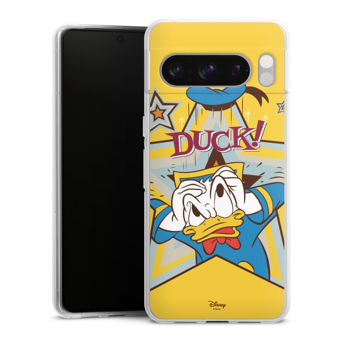 Google Pixel 8 Pro Handy Silikon Hülle Case transparent Handyhülle Official Licensed Product Donald Duck Disney Silikon Case