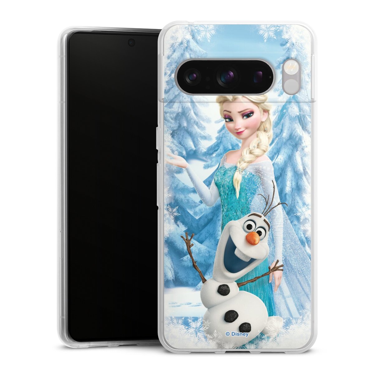 Google Pixel 8 Pro Handy Silikon Hülle Case transparent Handyhülle Official Licensed Product Frozen Elsa Disney Silikon Case