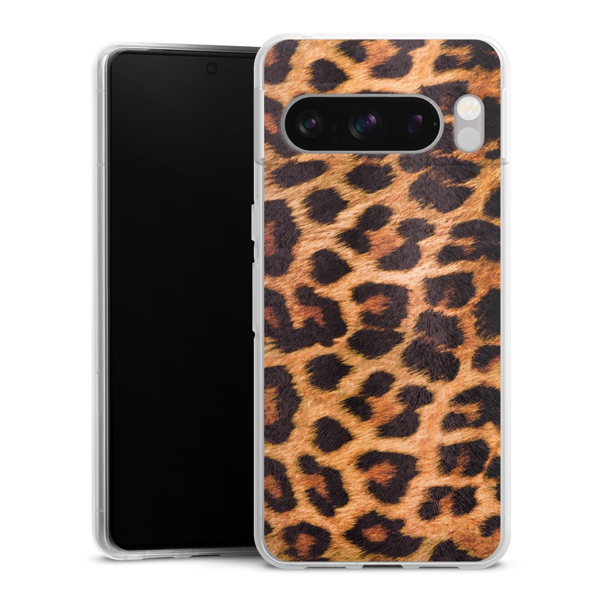 Google Pixel 8 Pro Handy Silikon Hülle Case transparent Handyhülle Animal Print Leopard Fur Silikon Case