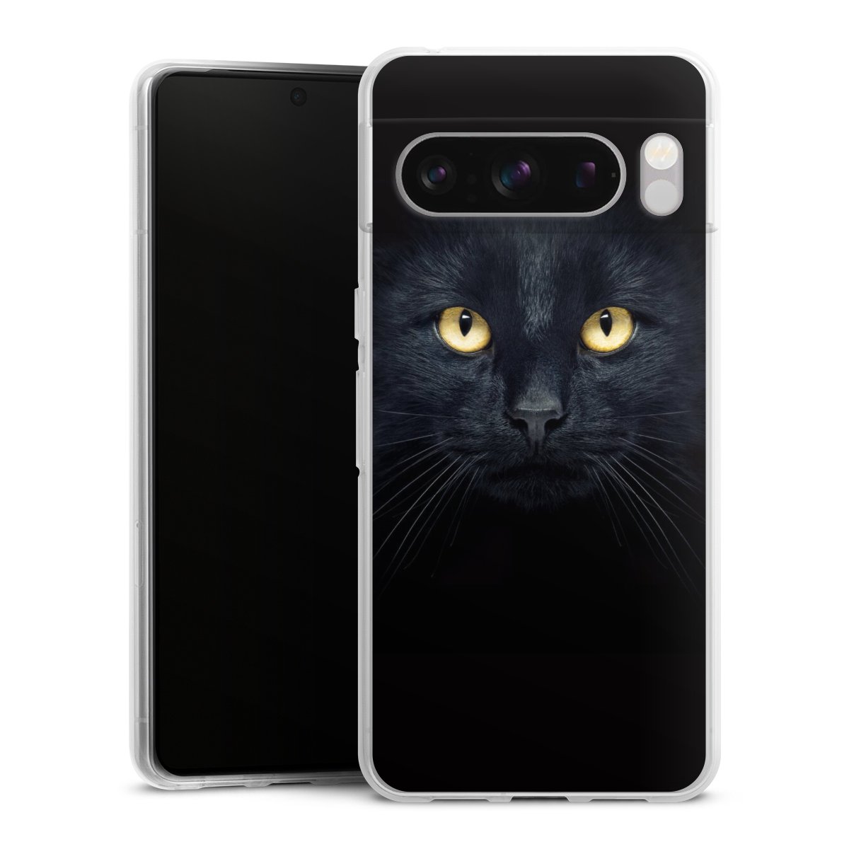 Google Pixel 8 Pro Handy Silikon Hülle Case transparent Handyhülle Eye Cat Black Silikon Case