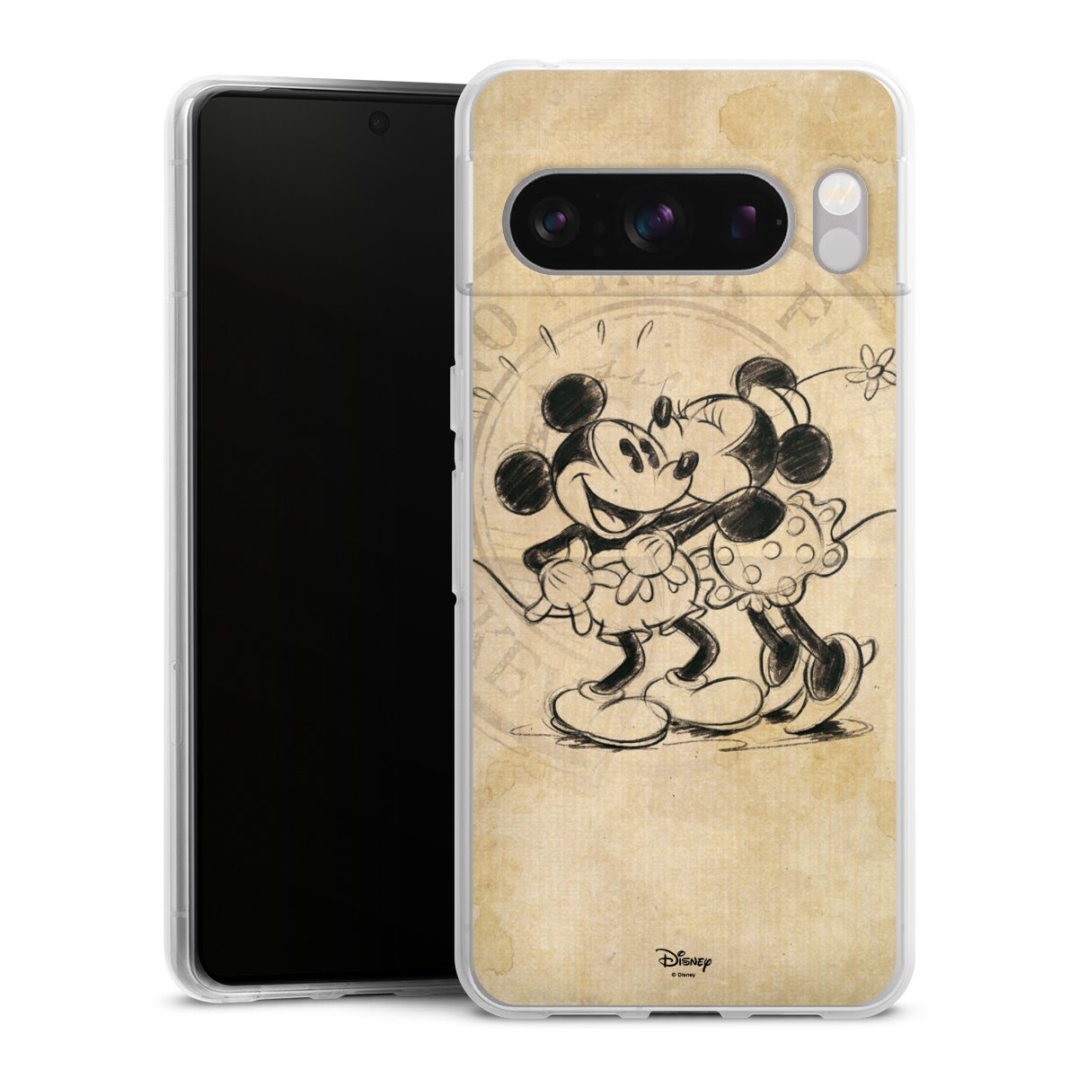 Google Pixel 8 Pro Handy Silikon Hülle Case transparent Handyhülle Mickey Mouse Vintage Minnie Mouse Silikon Case