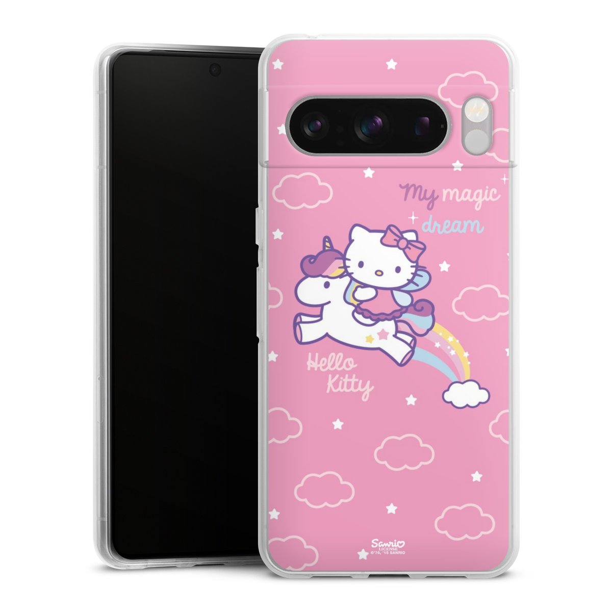 Google Pixel 8 Pro Handy Silikon Hülle Case transparent Handyhülle Einhorn Official Licensed Product Hello Kitty Silikon Case