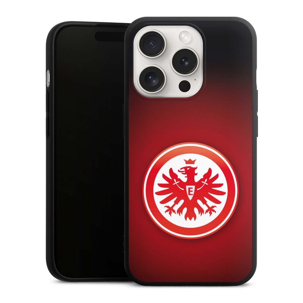 iPhone 15 Pro Handy Premium Silikon Hülle Handyhülle schwarz Case Eintracht Frankfurt Official Licensed Product Coat Of Arms Silikon Premium Case