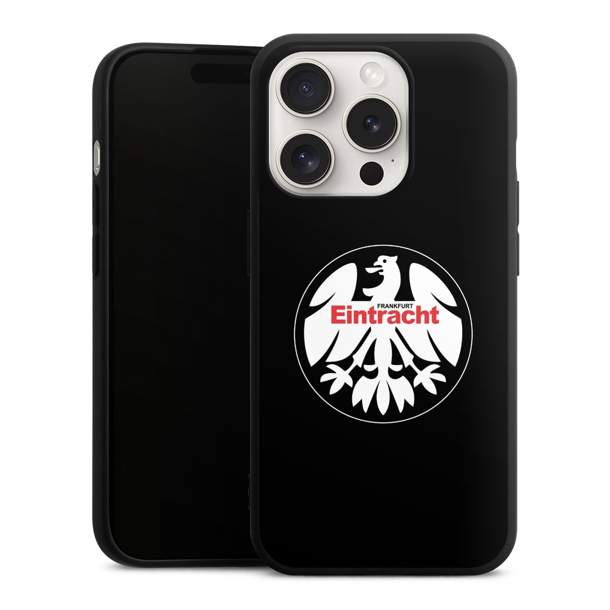 iPhone 15 Pro Handy Premium Silikon Hülle Handyhülle schwarz Case Official Licensed Product Eintracht Frankfurt Sge Silikon Premium Case