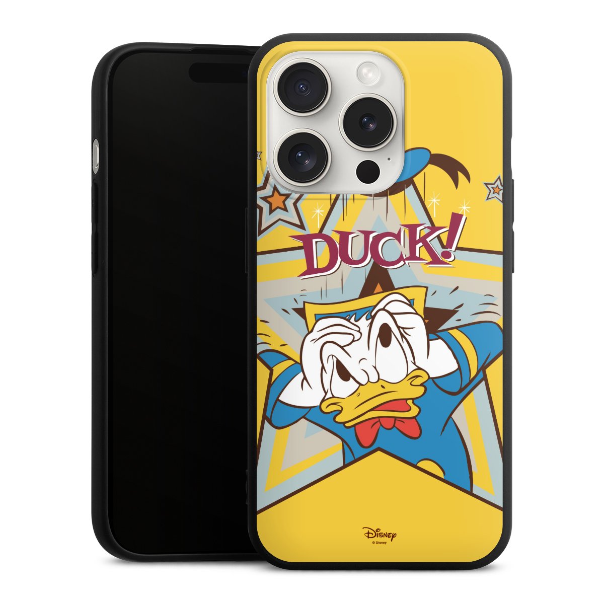 iPhone 15 Pro Handy Premium Silikon Hülle Handyhülle schwarz Case Official Licensed Product Donald Duck Disney Silikon Premium Case