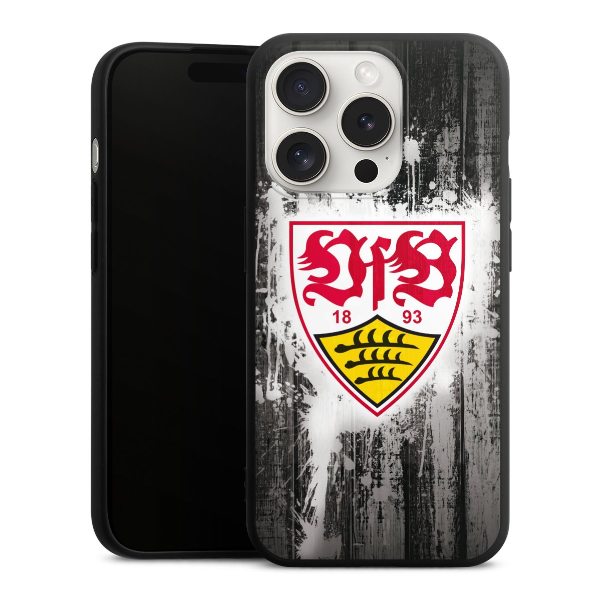 iPhone 15 Pro Handy Premium Silikon Hülle Handyhülle schwarz Case Vfb Stuttgart Official Licensed Product Silikon Premium Case