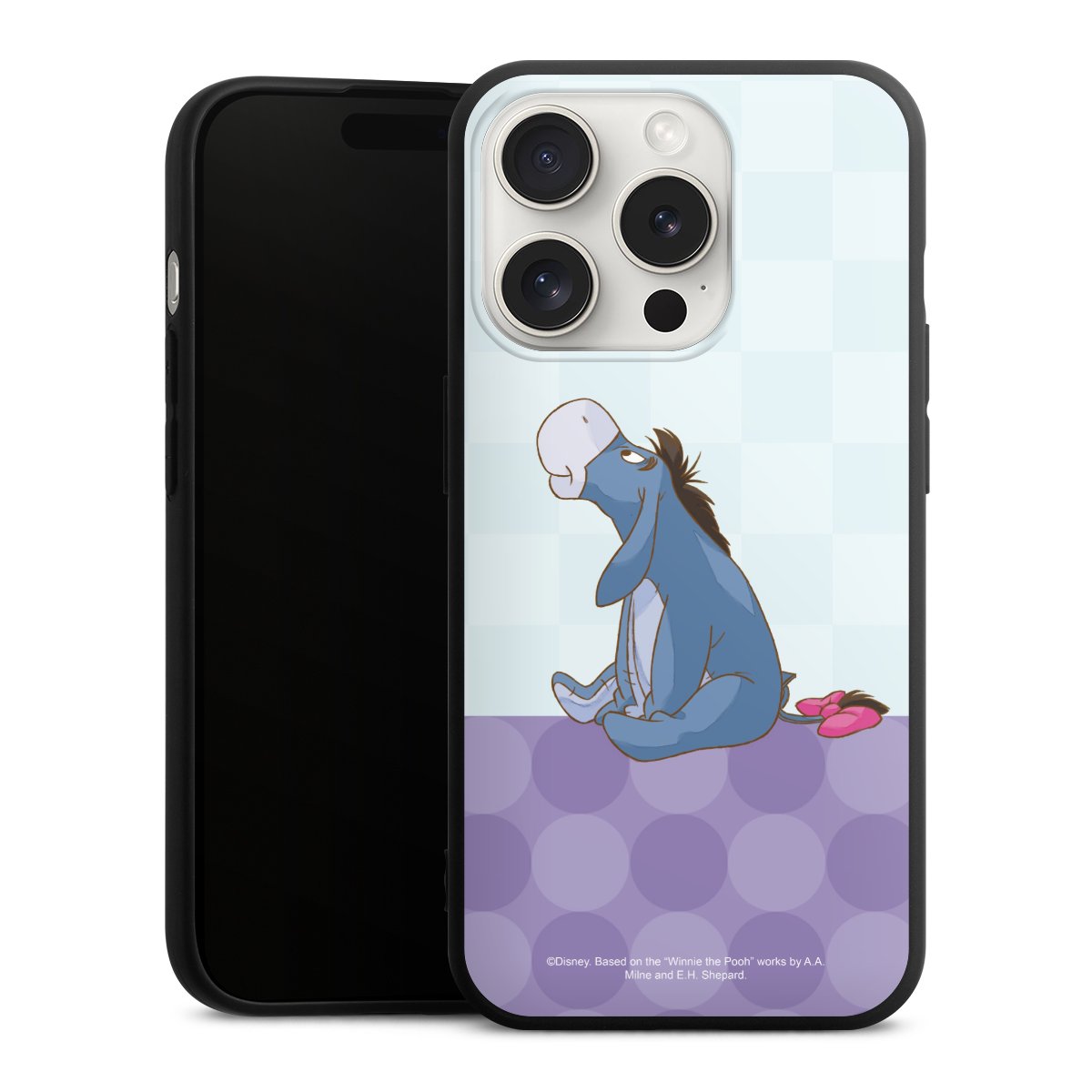 iPhone 15 Pro Handy Premium Silikon Hülle Handyhülle schwarz Case Disney Donkey Winnie The Pooh Silikon Premium Case