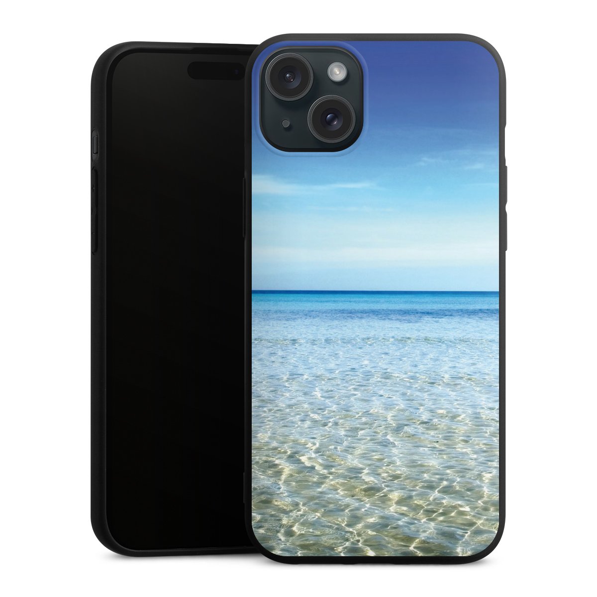 iPhone 15 Plus Handy Premium Silikon Hülle Handyhülle schwarz Case Urlaub Sky Ocean Silikon Premium Case