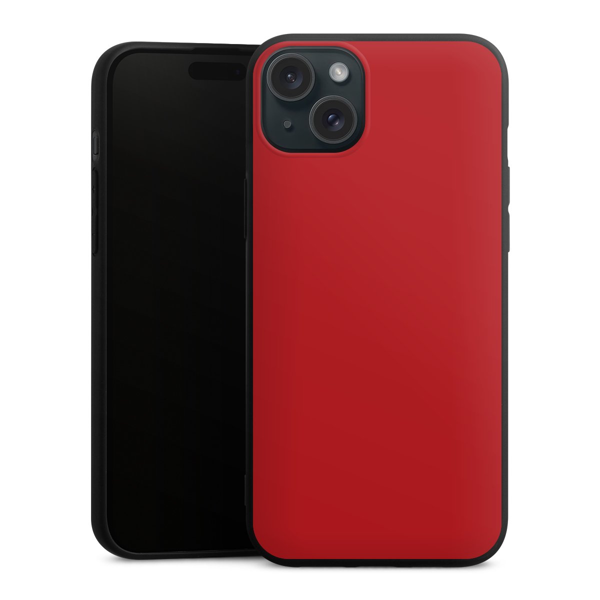 iPhone 15 Plus Handy Premium Silikon Hülle Handyhülle schwarz Case Colour Unicoloured Red Silikon Premium Case