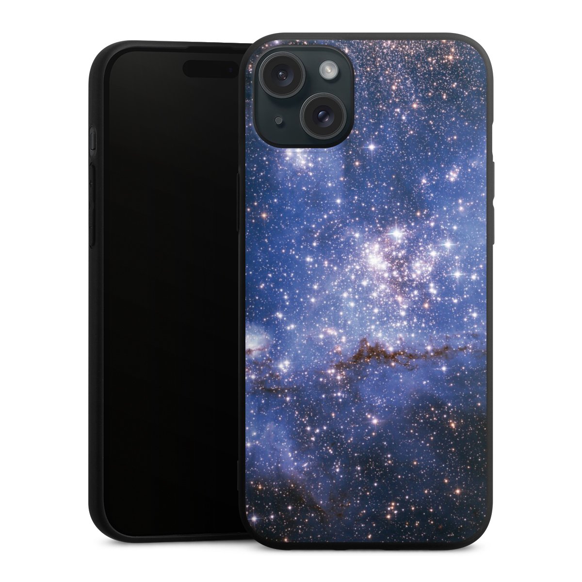 iPhone 15 Plus Handy Premium Silikon Hülle Handyhülle schwarz Case Weltall Galaxy Weltraum Silikon Premium Case