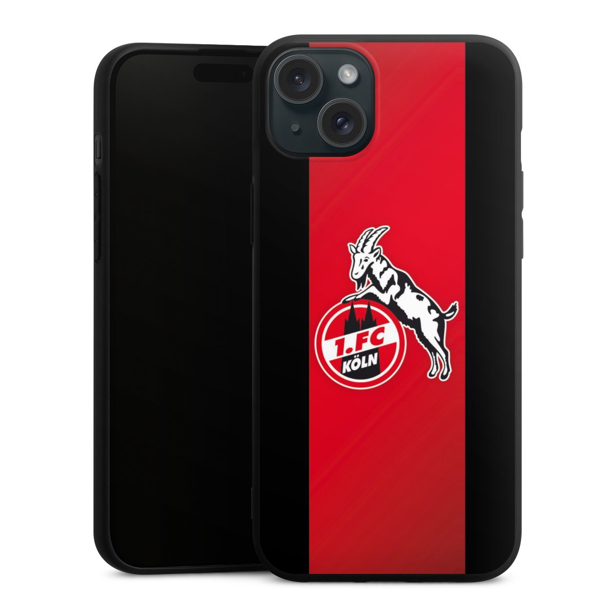 iPhone 15 Plus Handy Premium Silikon Hülle Handyhülle schwarz Case Official Licensed Product Billy Goat Hennes 1. Fc Köln Silikon Premium Case