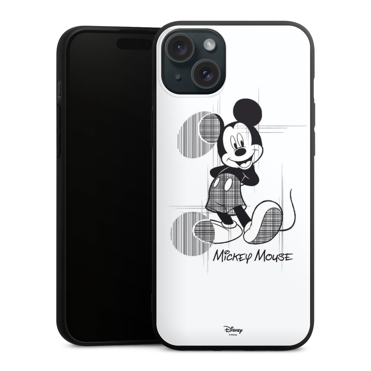 iPhone 15 Plus Handy Premium Silikon Hülle Handyhülle schwarz Case Disney Official Licensed Product Mickey Mouse Silikon Premium Case