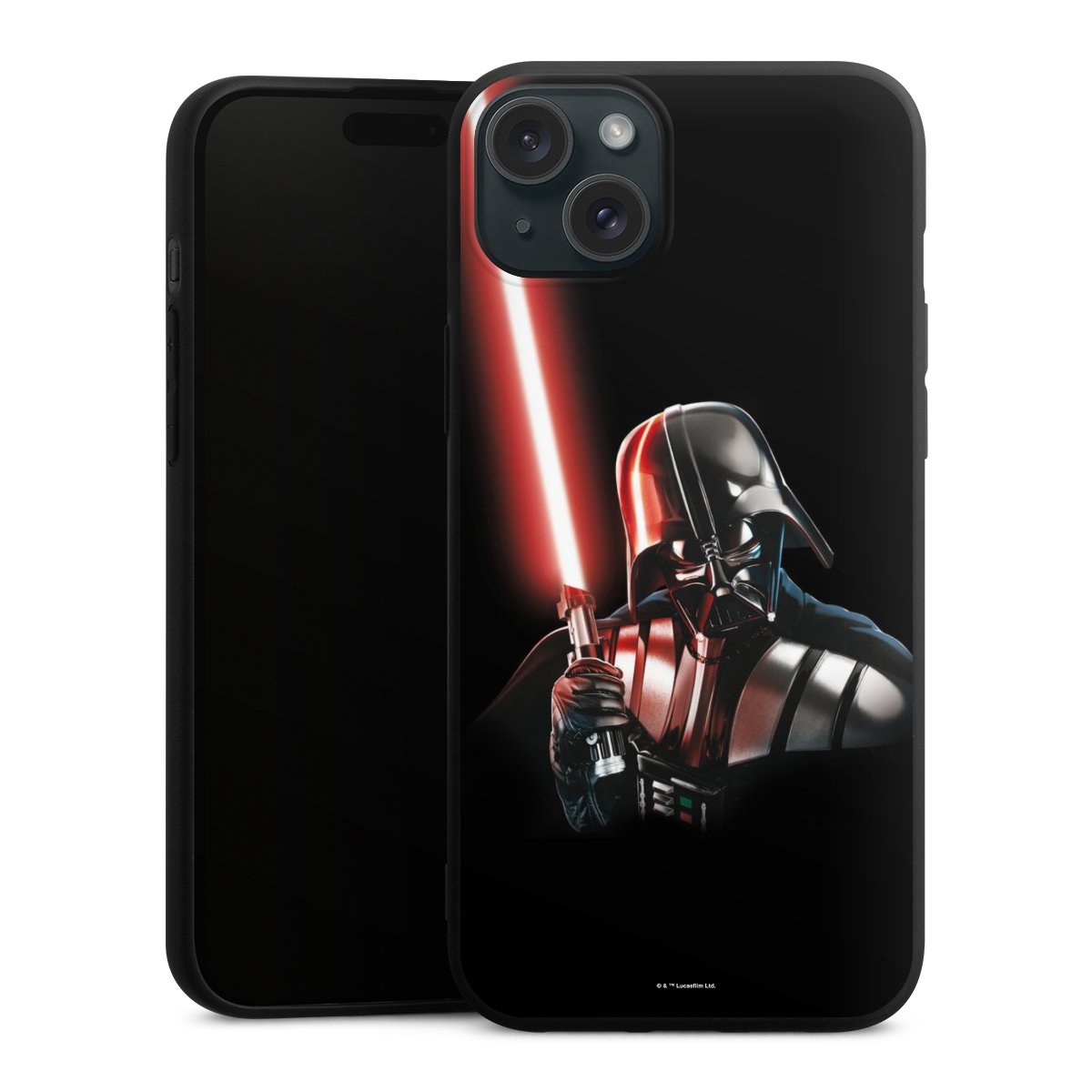 iPhone 15 Plus Handy Premium Silikon Hülle Handyhülle schwarz Case Star Wars Merchandise Darth Vader Silikon Premium Case