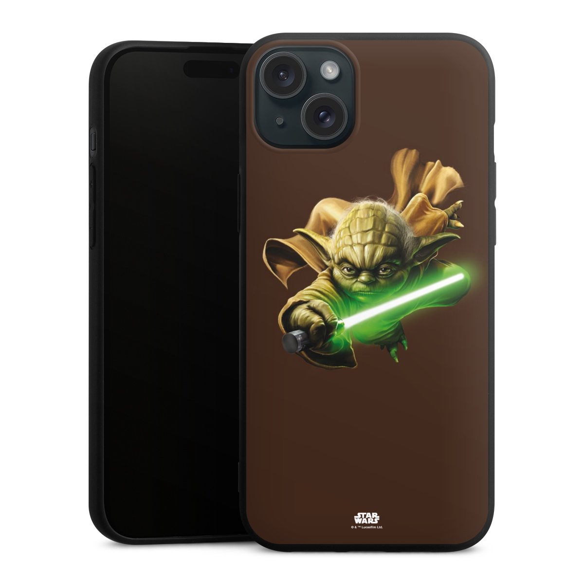 iPhone 15 Plus Handy Premium Silikon Hülle Handyhülle schwarz Case Yoda Merchandise Star Wars Silikon Premium Case