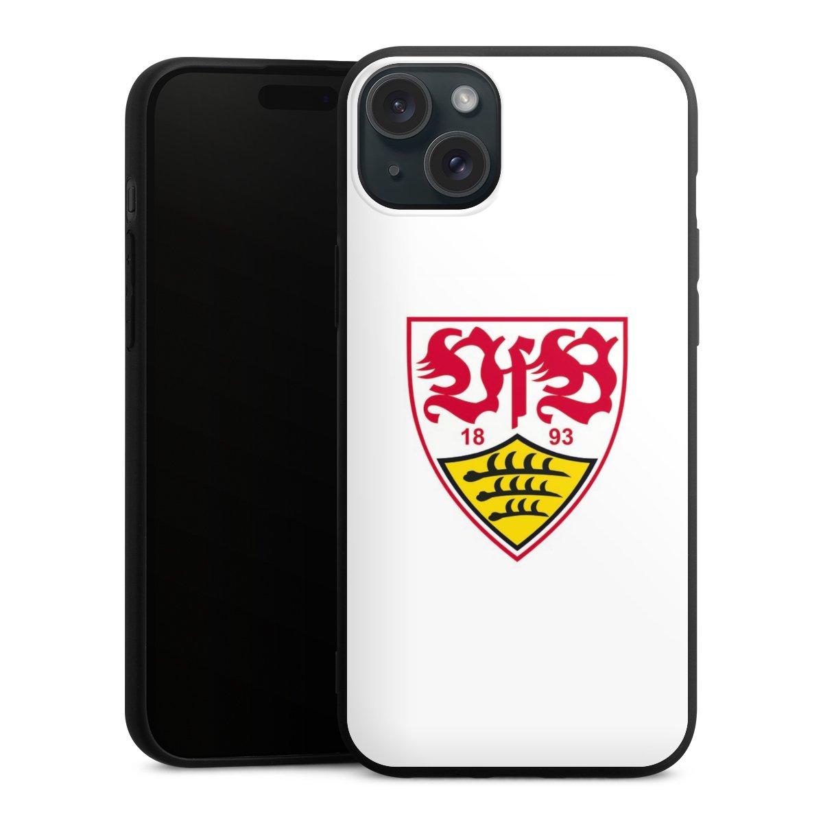 iPhone 15 Plus Handy Premium Silikon Hülle Handyhülle schwarz Case Logo Official Licensed Product Vfb Stuttgart Silikon Premium Case