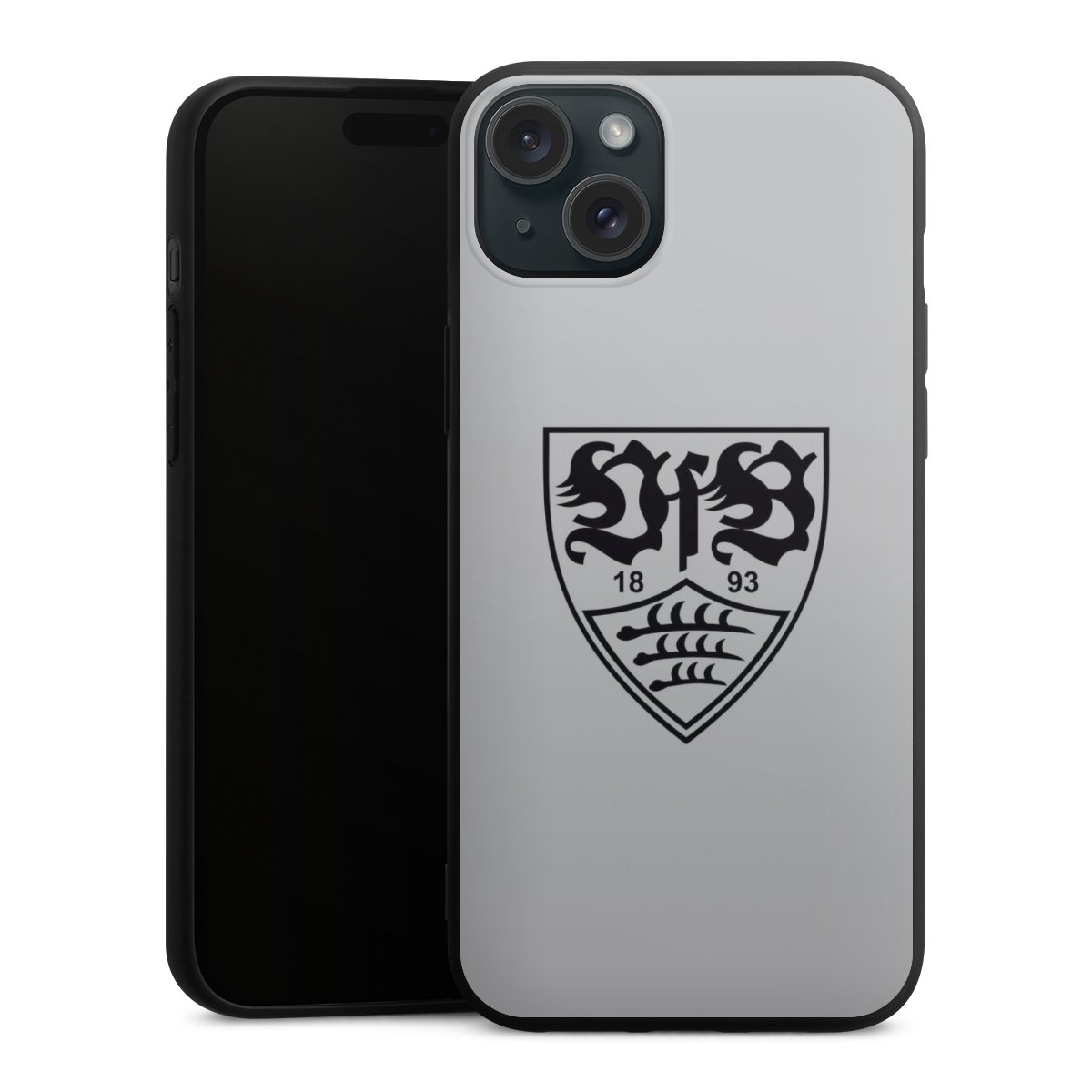 iPhone 15 Plus Handy Premium Silikon Hülle Handyhülle schwarz Case Logo Vfb Stuttgart Official Licensed Product Silikon Premium Case