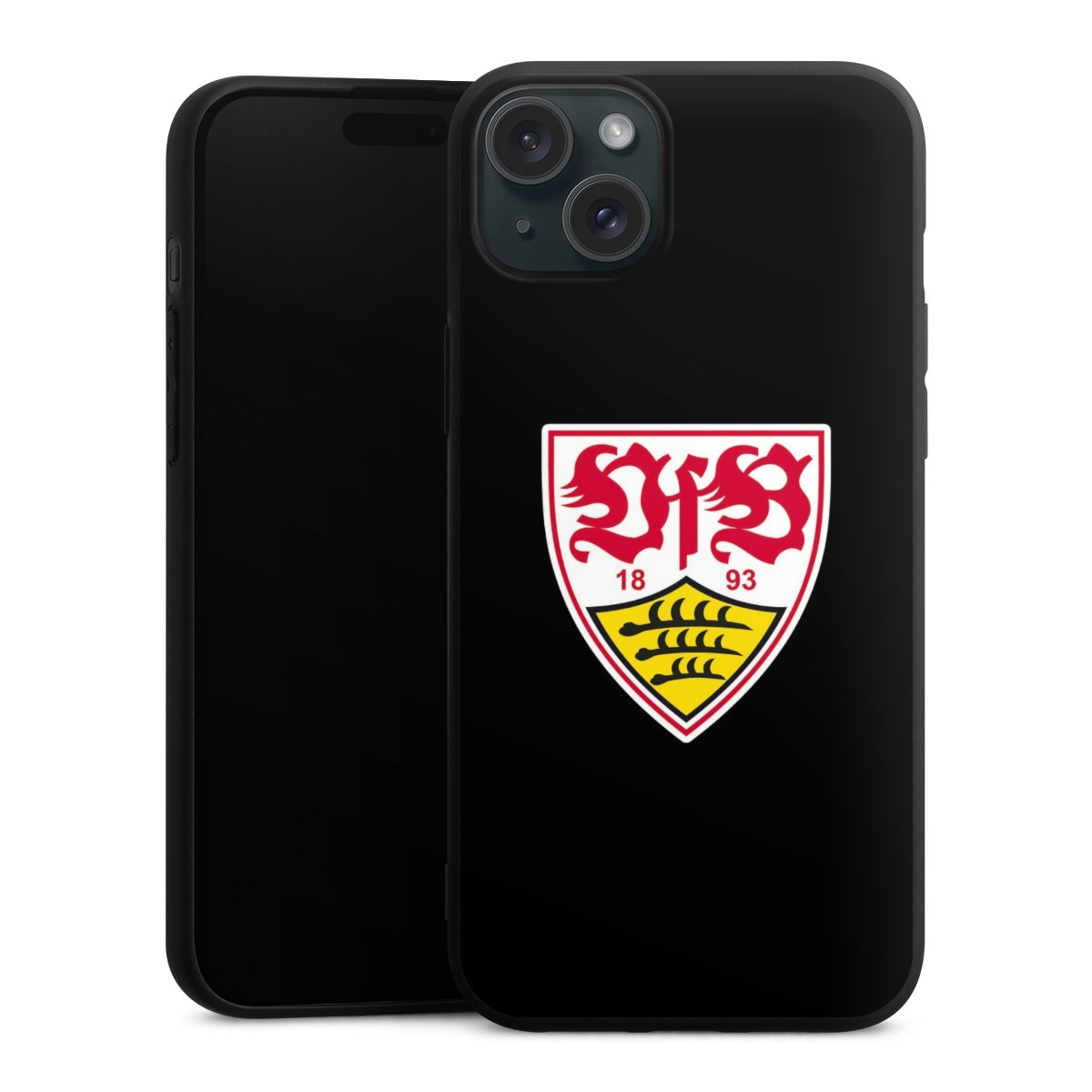 iPhone 15 Plus Handy Premium Silikon Hülle Handyhülle schwarz Case Vfb Stuttgart Official Licensed Product Coat Of Arms Silikon Premium Case