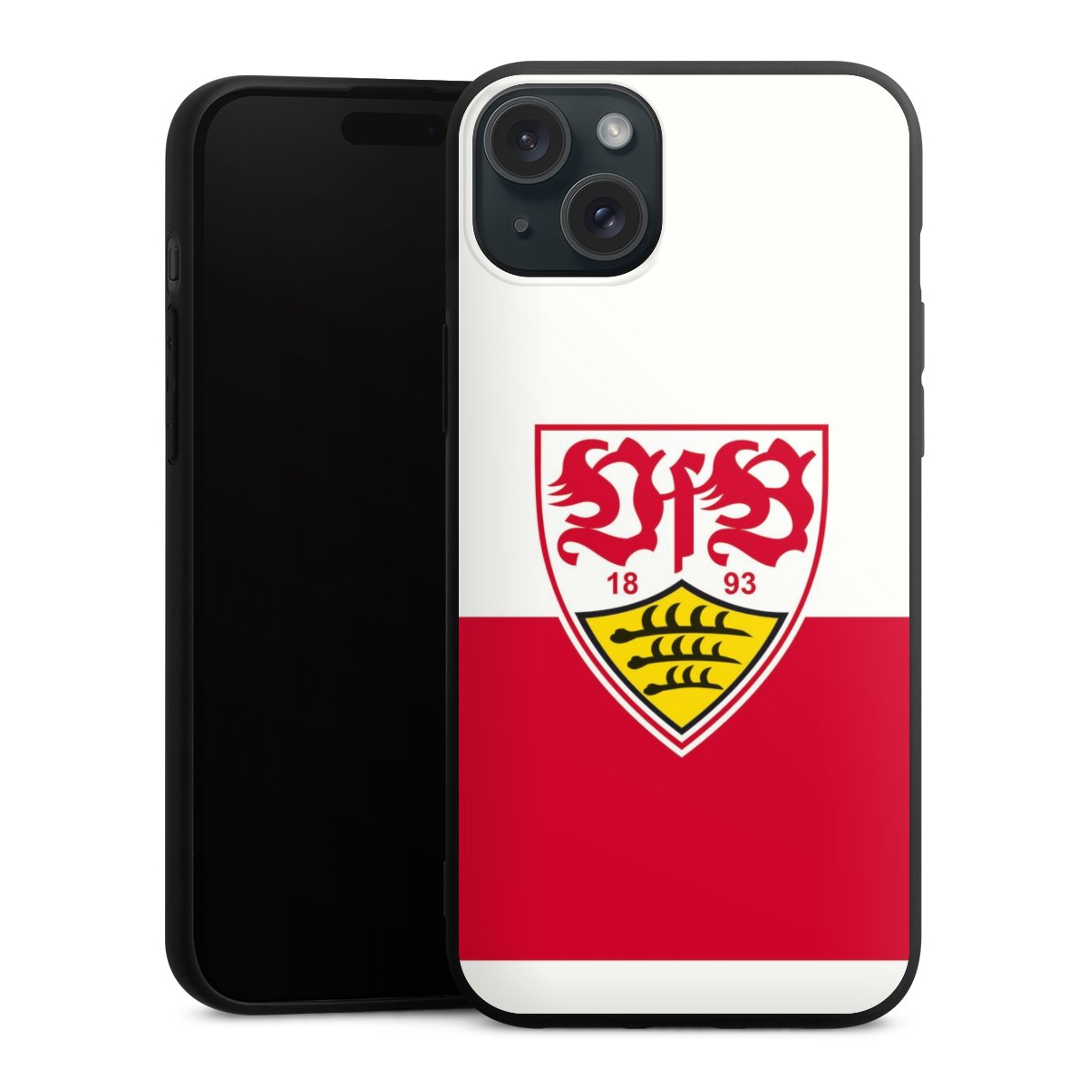 iPhone 15 Plus Handy Premium Silikon Hülle Handyhülle schwarz Case Official Licensed Product Logo Vfb Stuttgart Silikon Premium Case