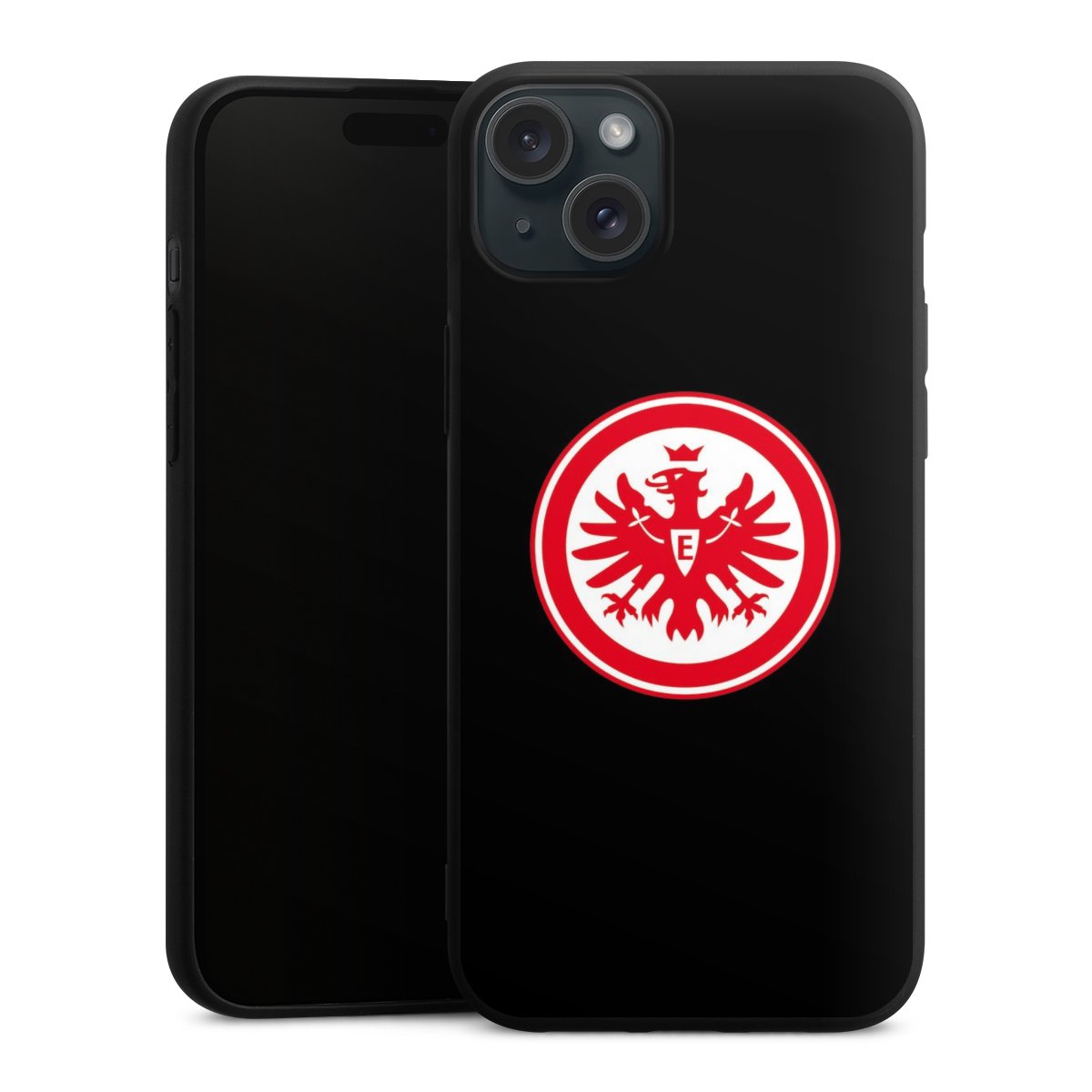 iPhone 15 Plus Handy Premium Silikon Hülle Handyhülle schwarz Case Eintracht Frankfurt Sge Eagle Silikon Premium Case