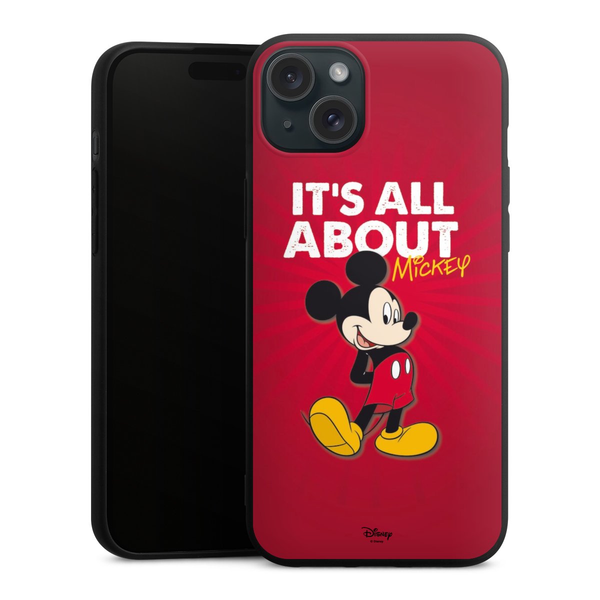 iPhone 15 Plus Handy Premium Silikon Hülle Handyhülle schwarz Case Mouse Disney Official Licensed Product Silikon Premium Case