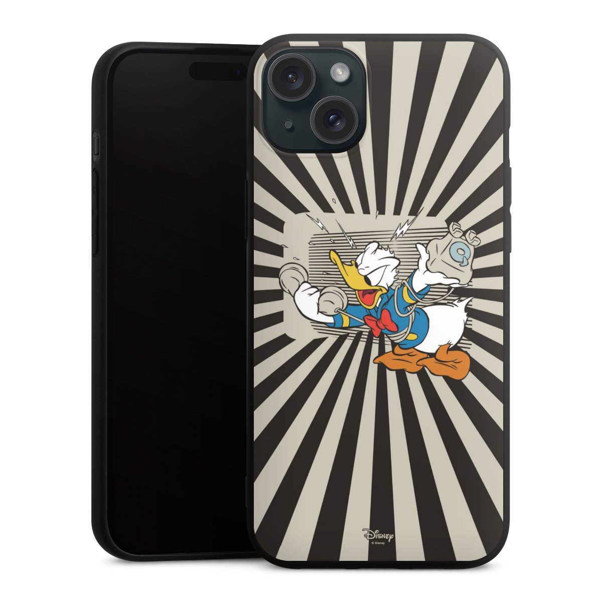 iPhone 15 Plus Handy Premium Silikon Hülle Handyhülle schwarz Case Donald Duck Disney Official Licensed Product Silikon Premium Case