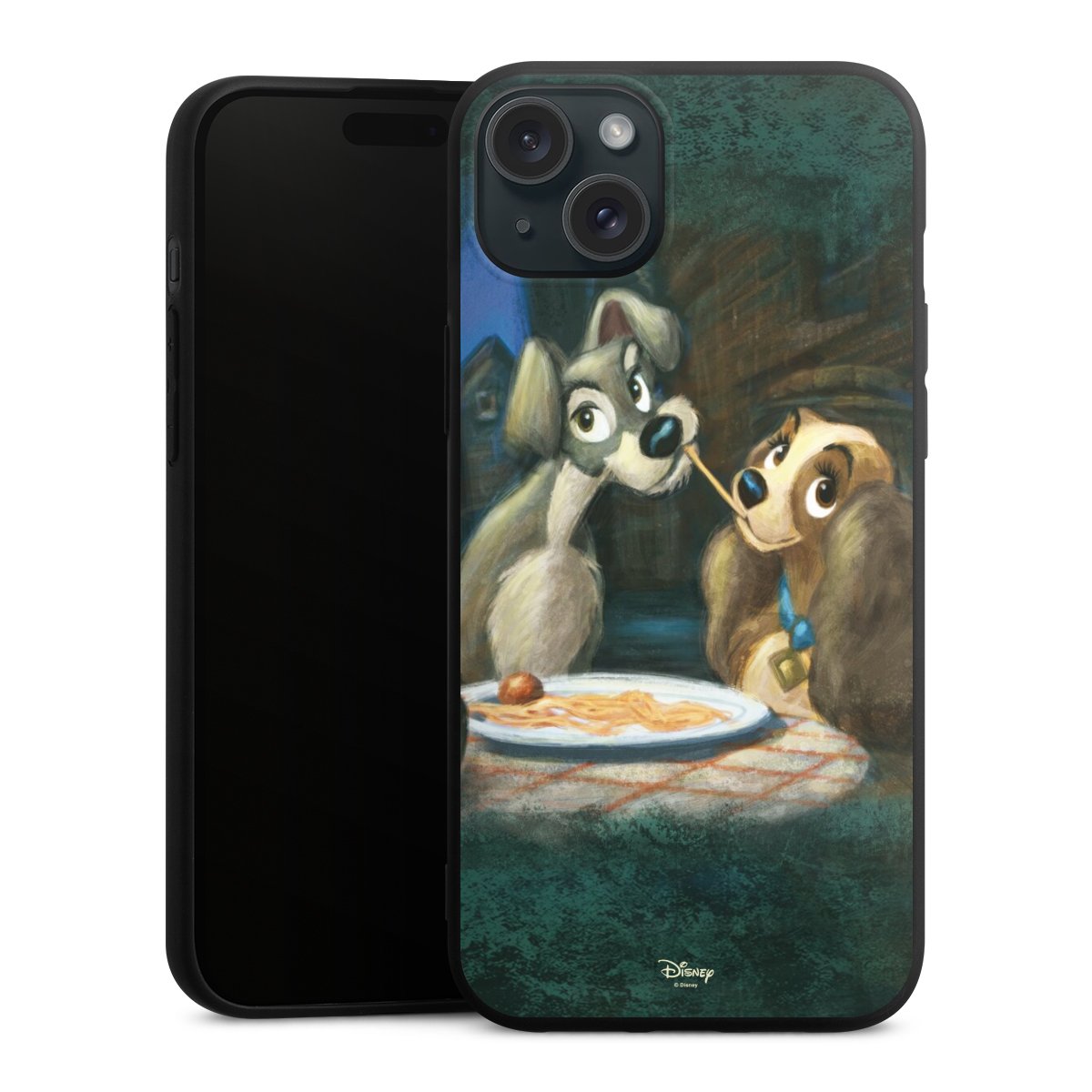 iPhone 15 Plus Handy Premium Silikon Hülle Handyhülle schwarz Case Lady And The Tramp Official Licensed Product Disney Silikon Premium Case