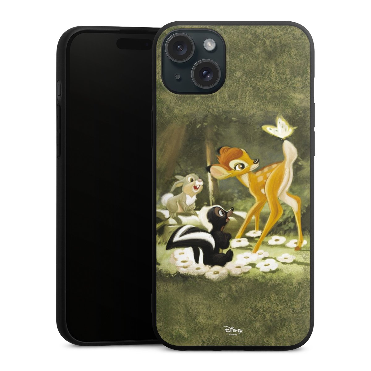 iPhone 15 Plus Handy Premium Silikon Hülle Handyhülle schwarz Case Disney Official Licensed Product Bambi Silikon Premium Case