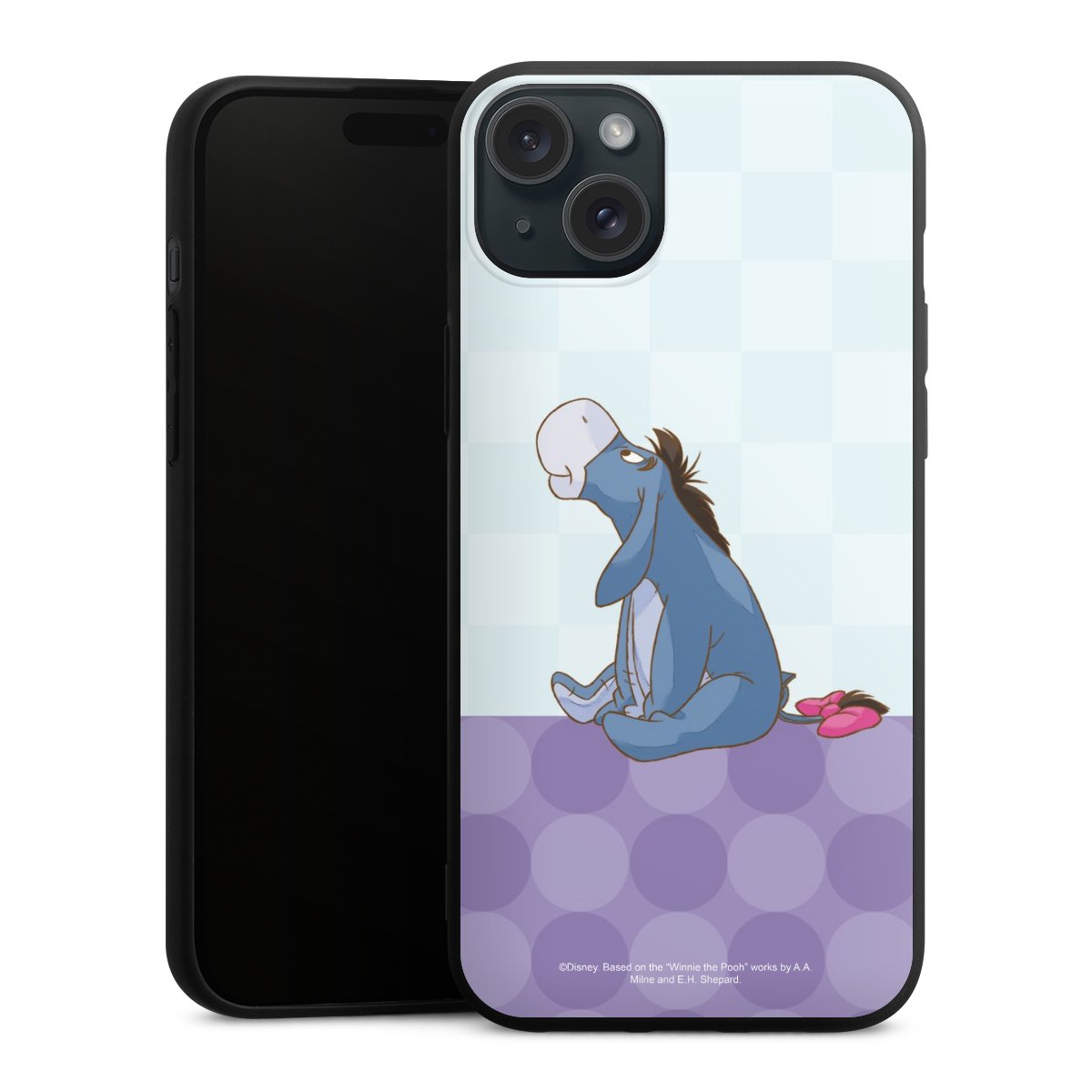 iPhone 15 Plus Handy Premium Silikon Hülle Handyhülle schwarz Case Disney Donkey Winnie The Pooh Silikon Premium Case