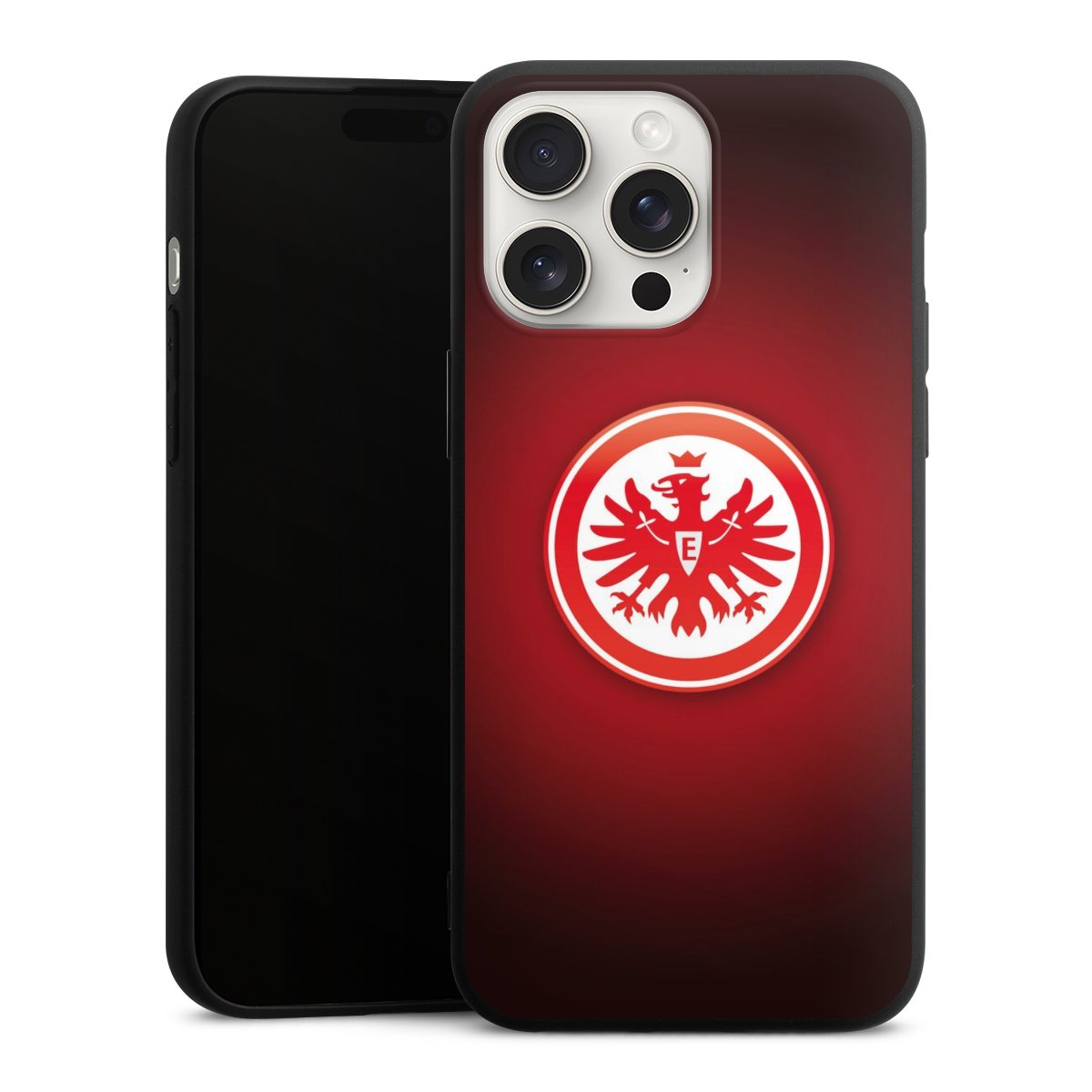 iPhone 15 Pro Max Handy Premium Silikon Hülle Handyhülle schwarz Case Eintracht Frankfurt Official Licensed Product Coat Of Arms Silikon Premium Case