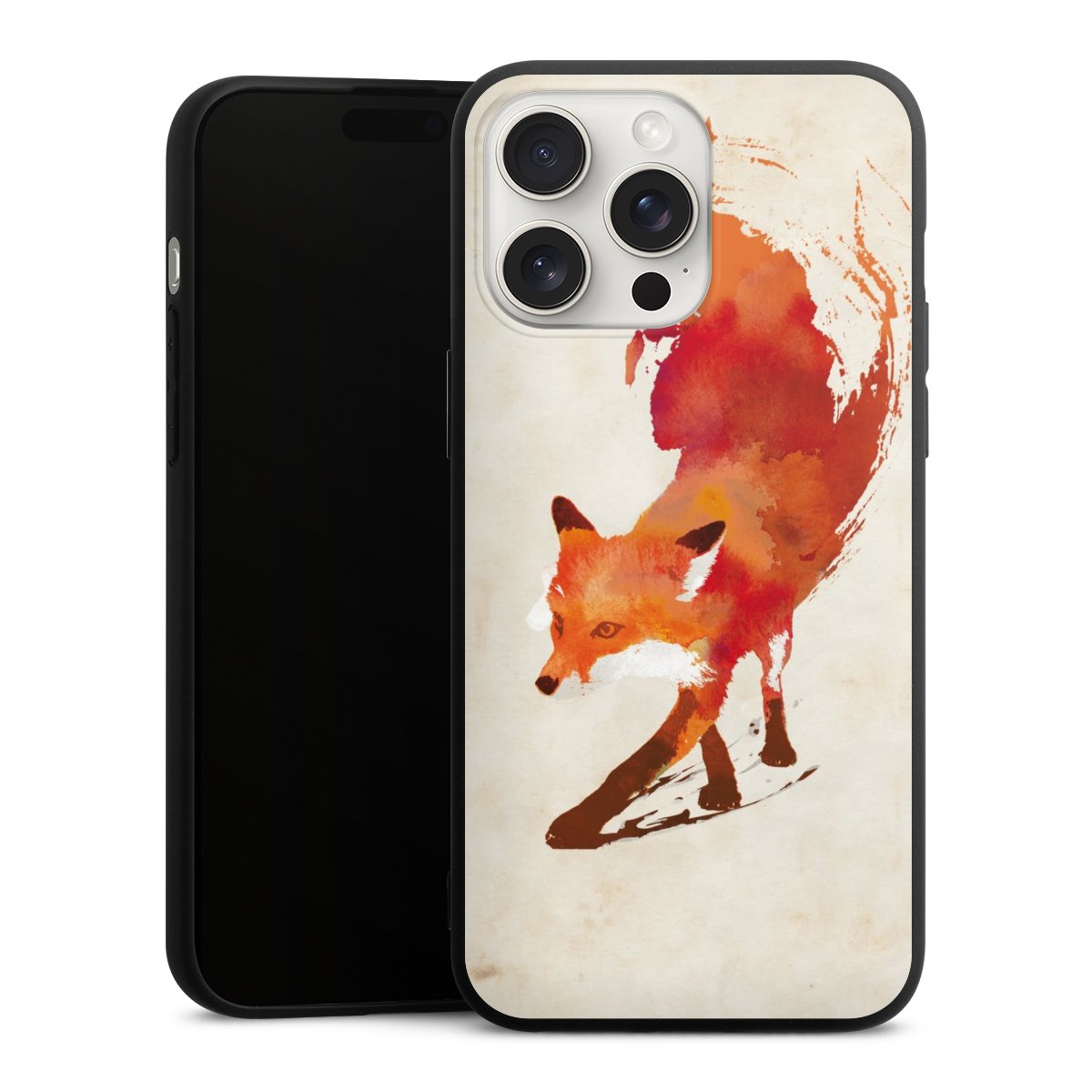 iPhone 15 Pro Max Handy Premium Silikon Hülle Handyhülle schwarz Case Fox Graphic Silikon Premium Case