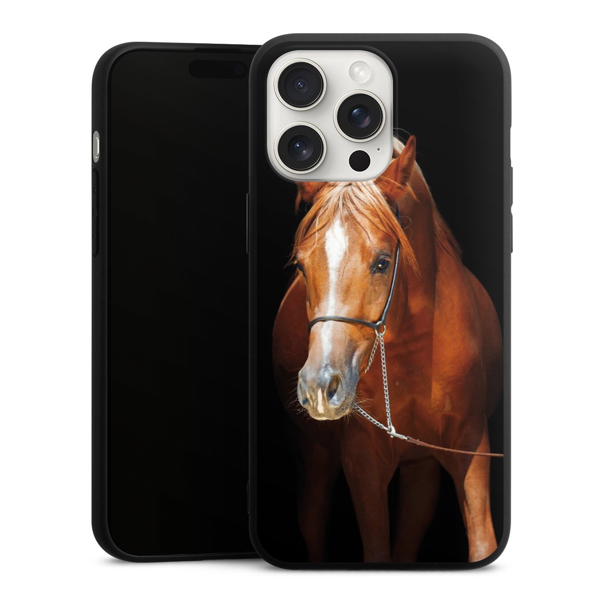 iPhone 15 Pro Max Handy Premium Silikon Hülle Handyhülle schwarz Case Mare Horse Hobby Silikon Premium Case